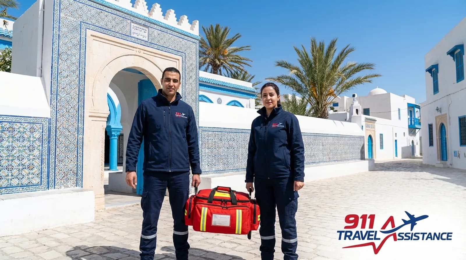 Ambulance 911 Travel Assistance v noci před Ribat of Monastir